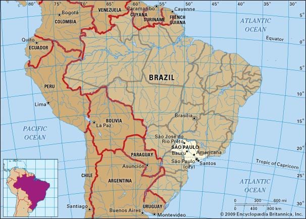 São Paulo geografiske kort