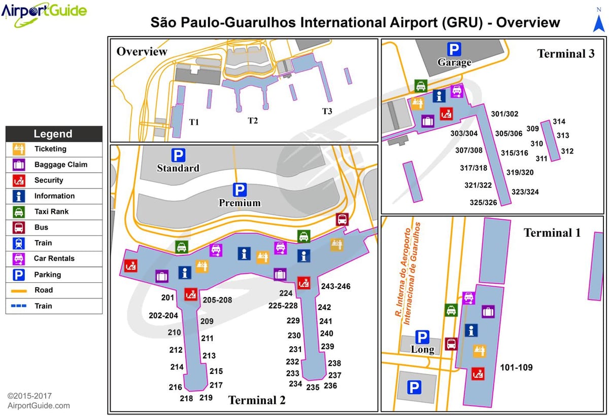 Sao Paulo gru lufthavn terminal kort