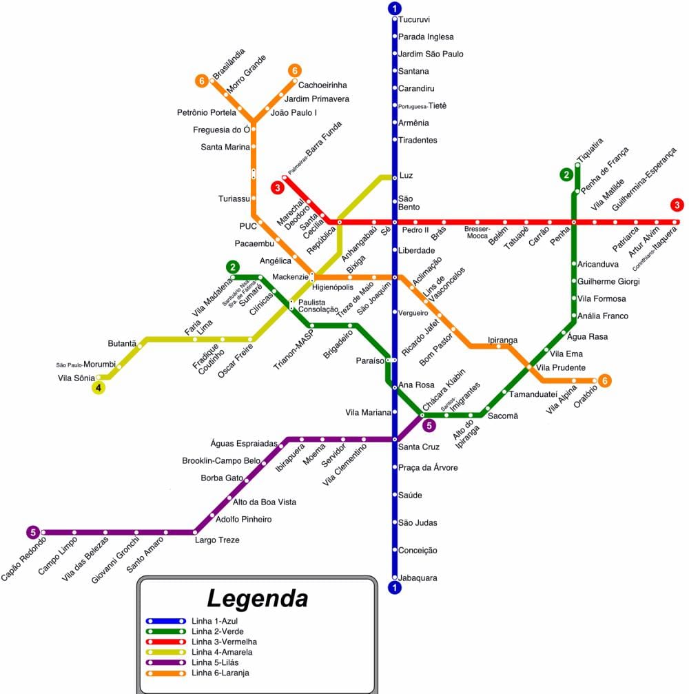 São Paulo subway kort